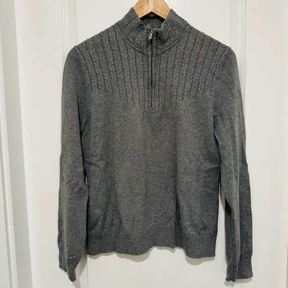 IZOD Women’s size large 100% cotton quarter zip long sleeve sweater - Picture 2 of 10